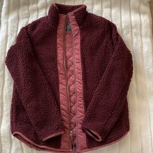 Abercrombie & Fitch sherpa jacket, burgundy, size S
